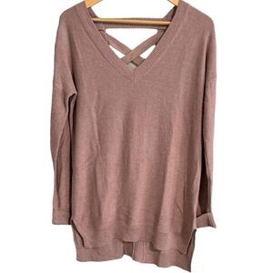 BETWEEN ME & YOU Pink Purple V-Neck Criss-Cross Back Sweater